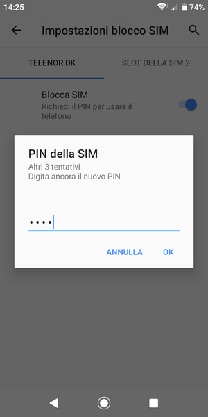 Conferma il nuovo PIN della SIM e seleziona OK