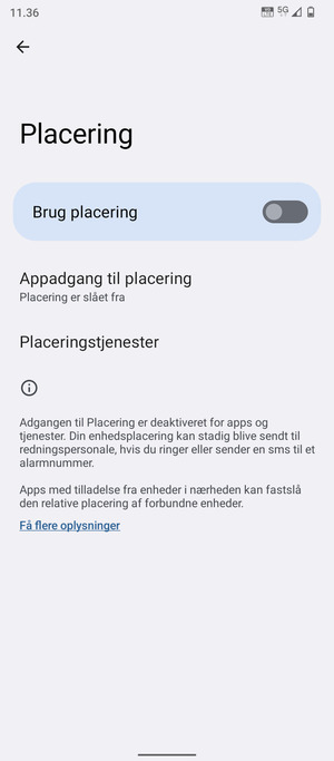 Slå Brug placering fra