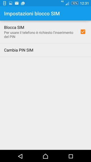 Seleziona Cambia PIN SIM