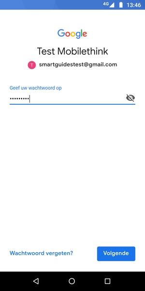 Voer uw wachtwoord in en selecteer Volgende