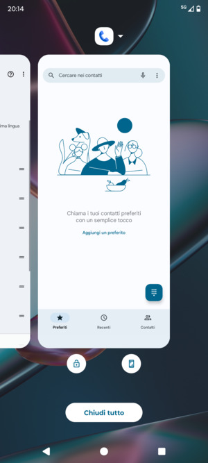 Seleziona Chiudi tutto per chiudere tutte le applicazioni in esecuzione