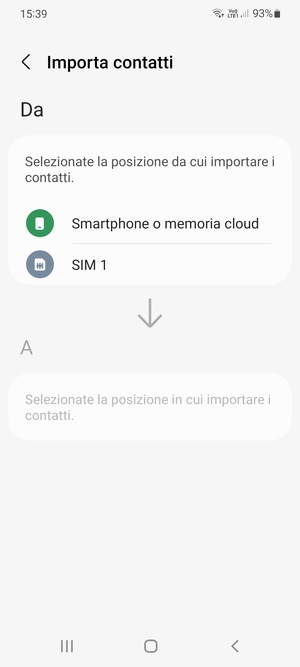 Seleziona SIM 1 o SIM 2