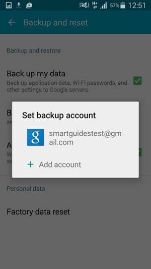 Select your backup account
