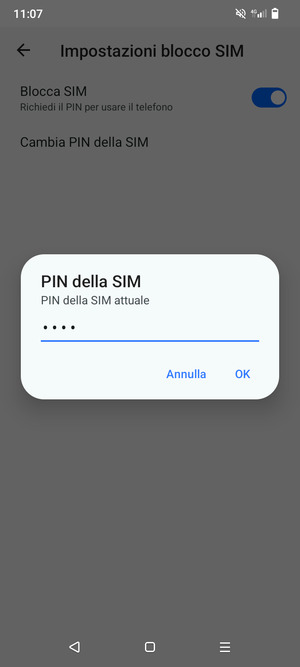 Inserisci PIN della SIM attuale e seleziona OK
