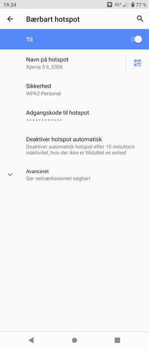 Din telefon er nu sat op til brug som modem
