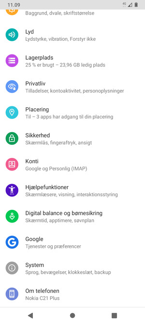 Scroll til og vælg Konti