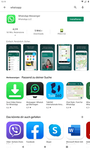 Wählen Sie die App