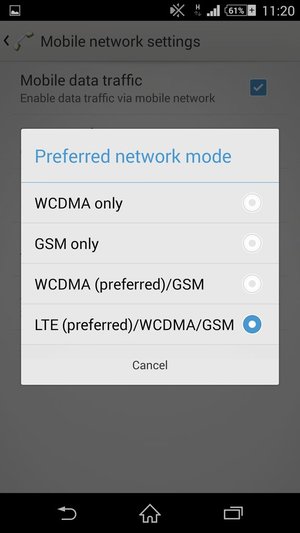 Select GSM only to enable 2G