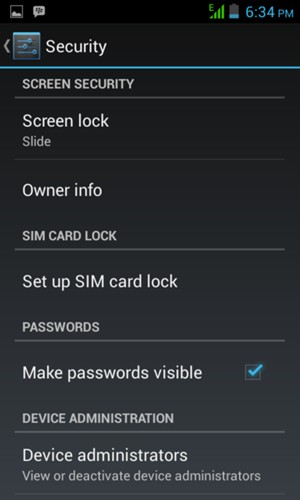 Select Screen lock