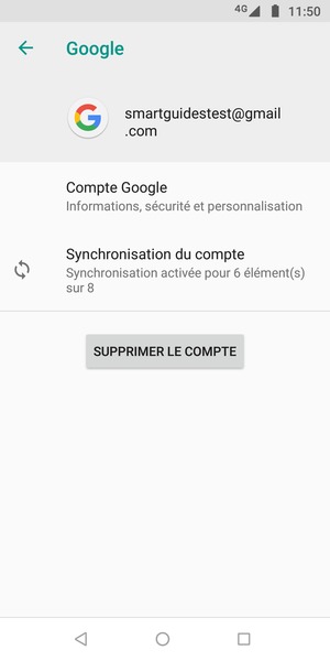 Sélectionnez Synchronisation du compte