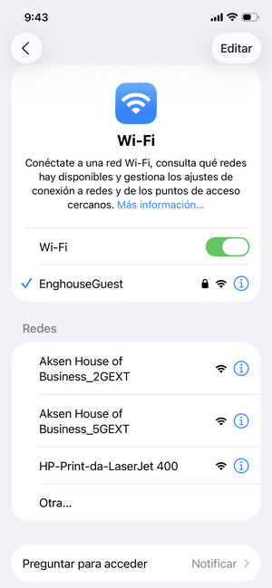 Ahora está conectado a la red Wi-Fi