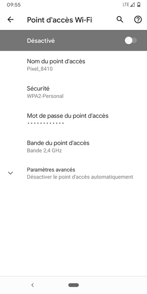 Sélectionnez Mot de passe du point d'accès