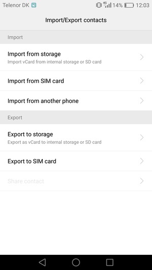 Select Import from SIM card
