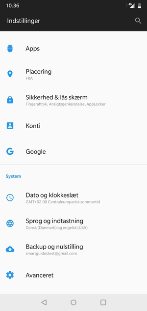 Scroll til og vælg Backup og nulstilling