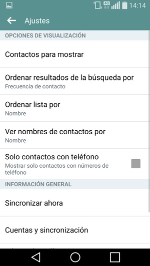 Seleccione Cuentas y sincronización