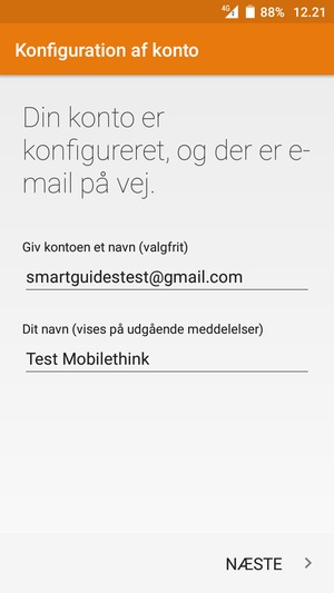 Giv din konto et navn og indtast dit navn. Vælg NÆSTE