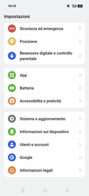 Scorri e seleziona Utenti e account