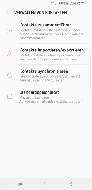 Wählen Sie Kontakte importieren/exportieren 