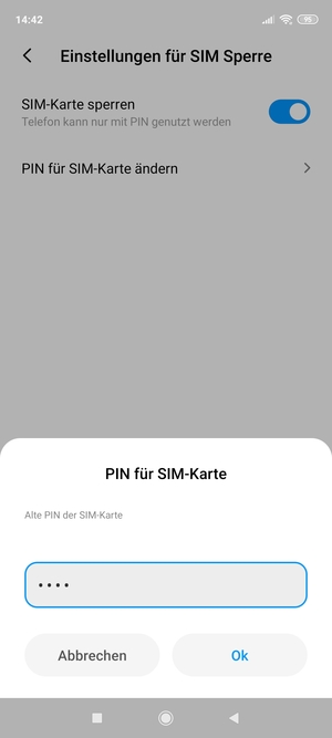 Geben Sie Ihre alte PIN der SIM-Karte ein und wählen Sie OK
