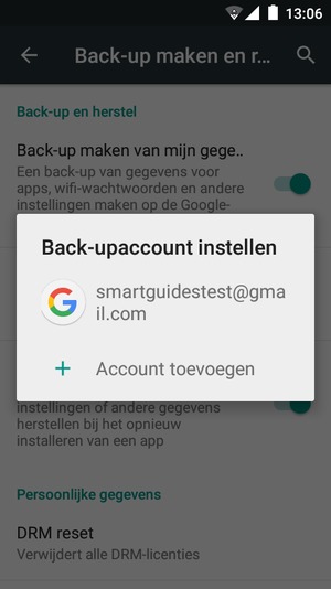Selecteer uw back-up-account