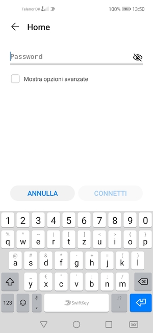 Inserisci la password del Wi-Fi e seleziona CONNETTI