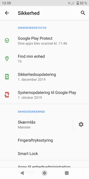 Din telefon er nu sikret med en skærmlås