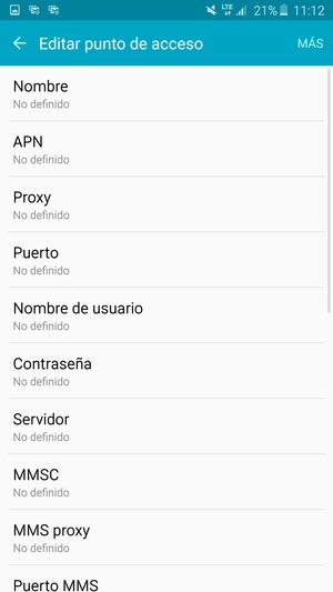 Introduzca la información de MMS