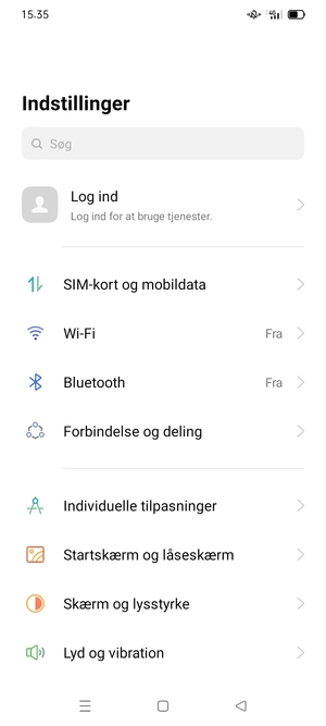 Vælg SIM-kort og mobildata