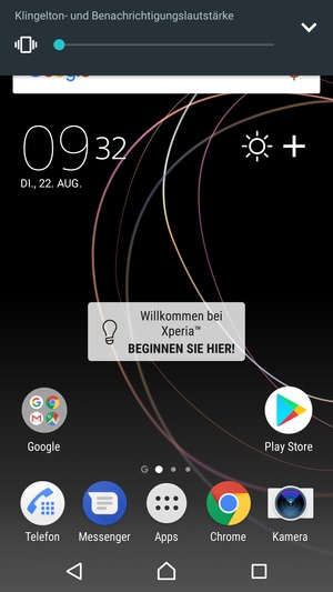 Für Vibrations-Modus gedrückt halten, welcher mit einer kurzen Vibration bestätigt wird