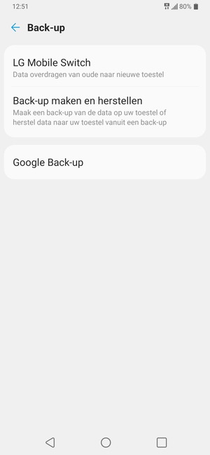 Selecteer Google Back-up