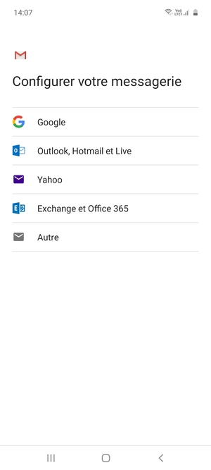 Sélectionnez Exchange et Office 365