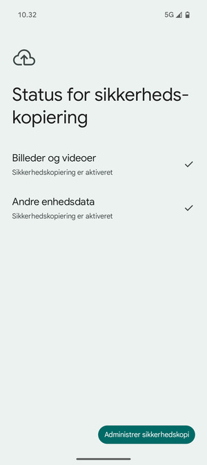 Vælg Administrer sikkerhedskopi