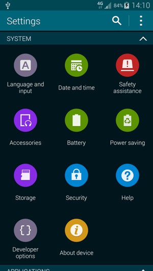 Scroll to and select Power saving