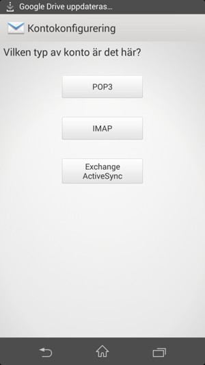 Välj POP3 eller IMAP