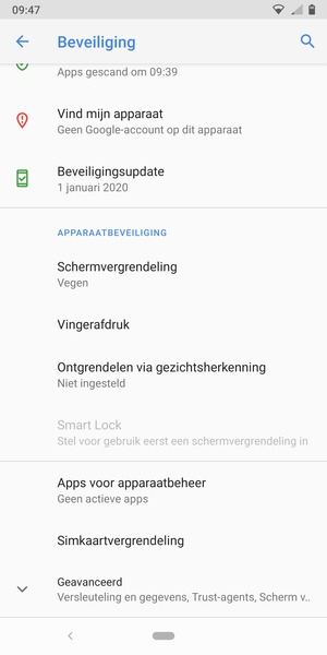 Scroll naar en selecteer  Simkaartvergrendeling