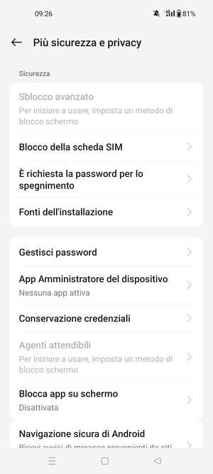 Scorri e seleziona Blocco della scheda SIM