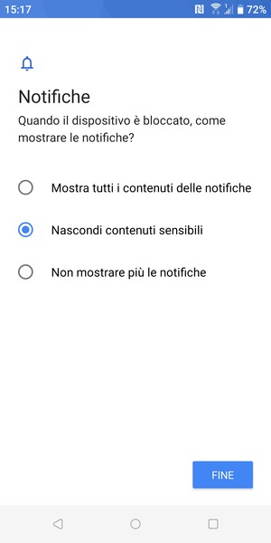 Seleziona la tua opzione preferita e poi FINE