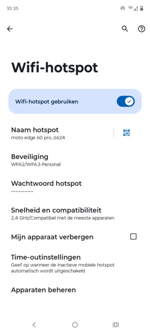 Uw telefoon is nu geïnstalleerd voor gebruik als modem
