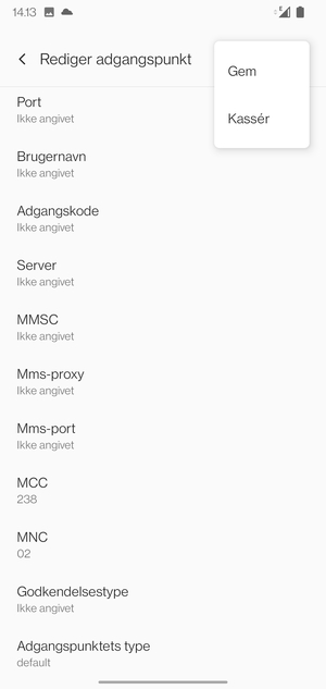 Vælg Gem