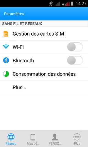 Sélectionnez Réseau puis Plus...