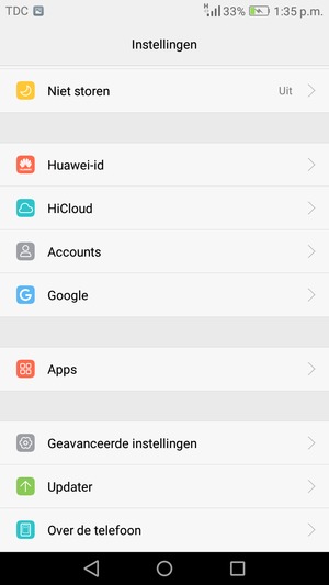 Scroll naar en selecteer Geavanceerde instellingen