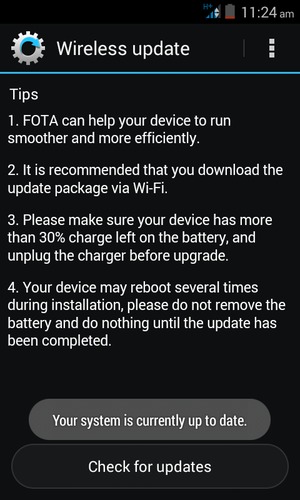 If your phone is up to date, you will see the following screen