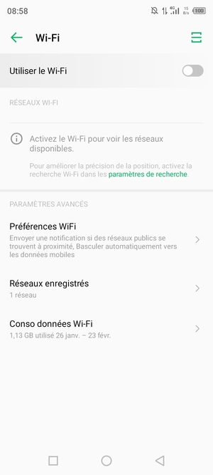 Activer le Utiliser le Wi-Fi