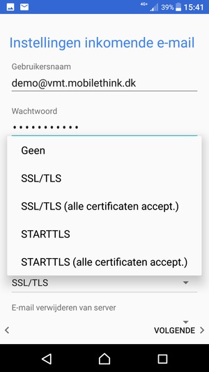 Selecteer Geen en VOLGENDE