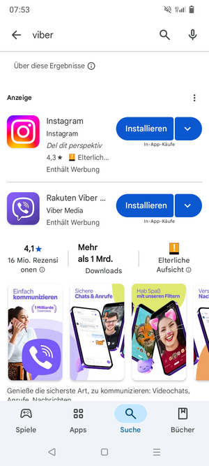 Wählen Sie die App