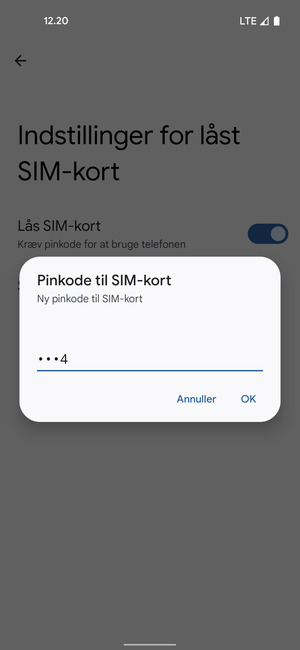 Indtast din Nye pinkode til SIM-kort og vælg OK