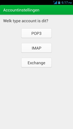 Selecteer POP3 of IMAP