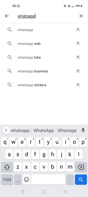 Inserisci il nome dell'app e seleziona Ricerca