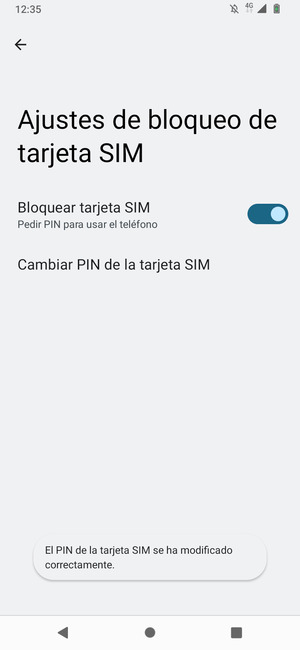 Su PIN de la tarjeta SIM ha sido cambiado