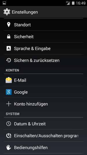 Scrollen Sie und wählen Sie Google
